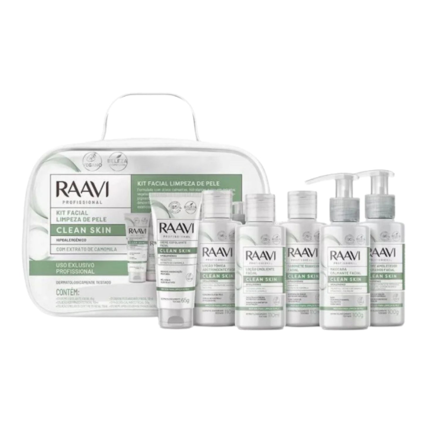 Raavi Kit Facial Limpeza de Pele Clean Skin Com Extrato de Camomila