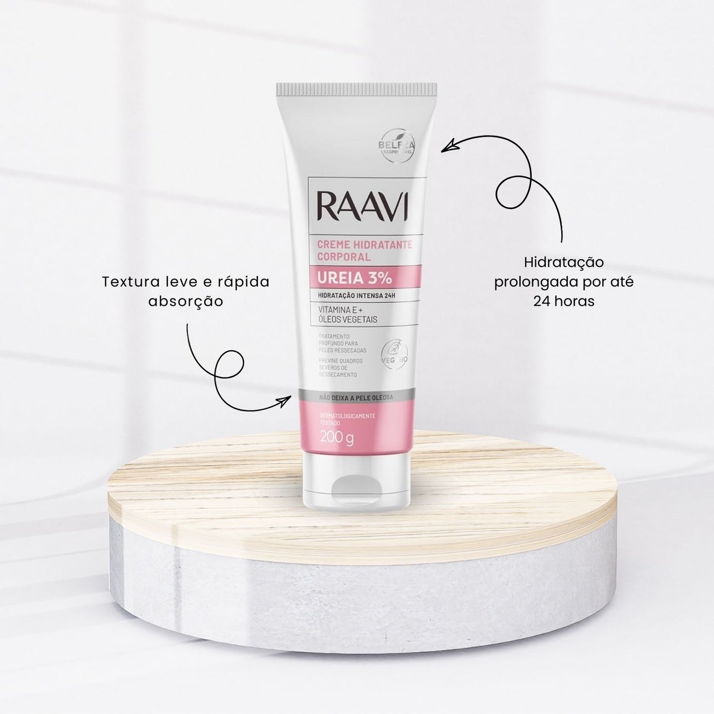 Raavi Creme Hidratante Ureia 3% Hidrataçao 24h 200 g