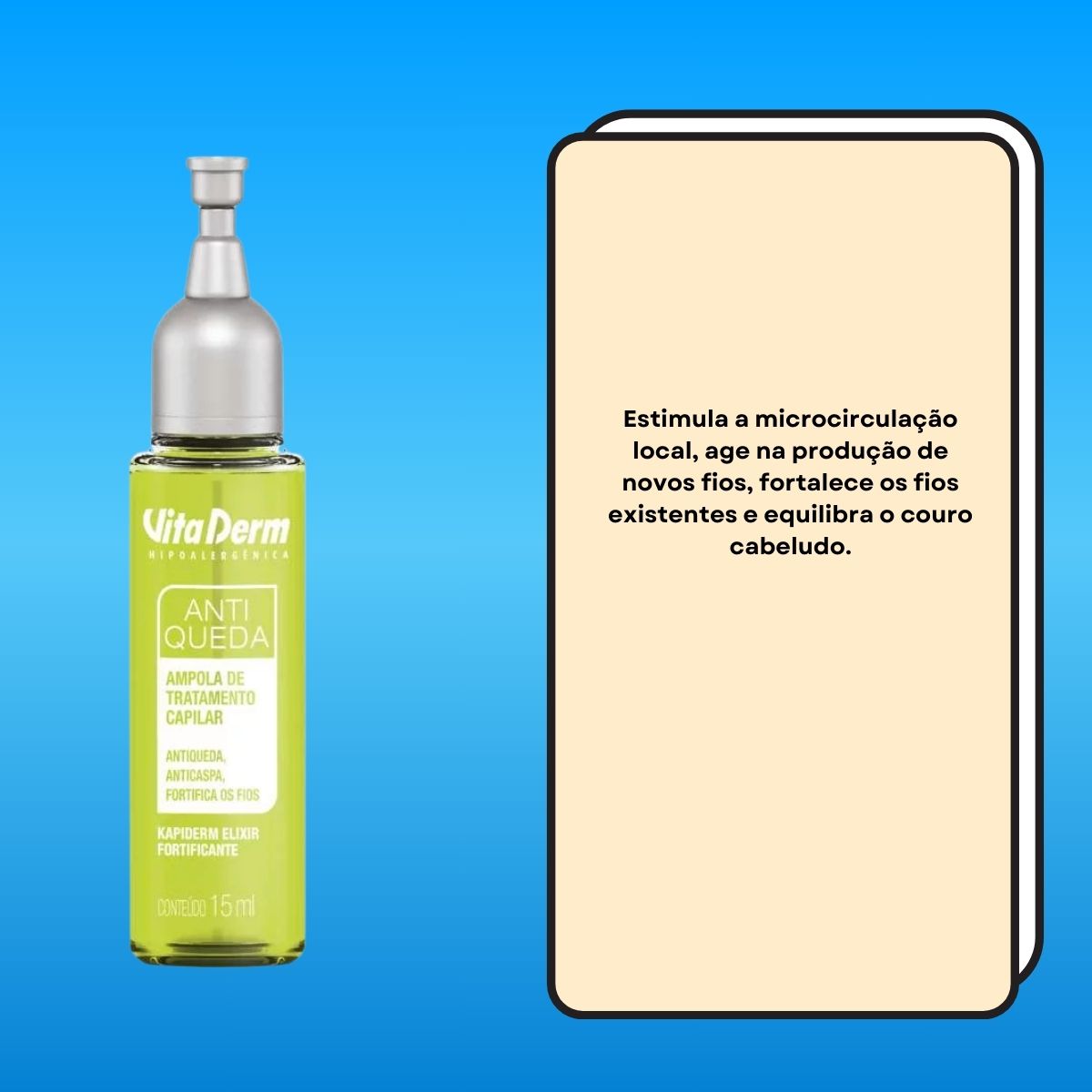 Ampola Vita Derm Kapiderm Elixir Fortificante Tratamento Capilar 15 ml