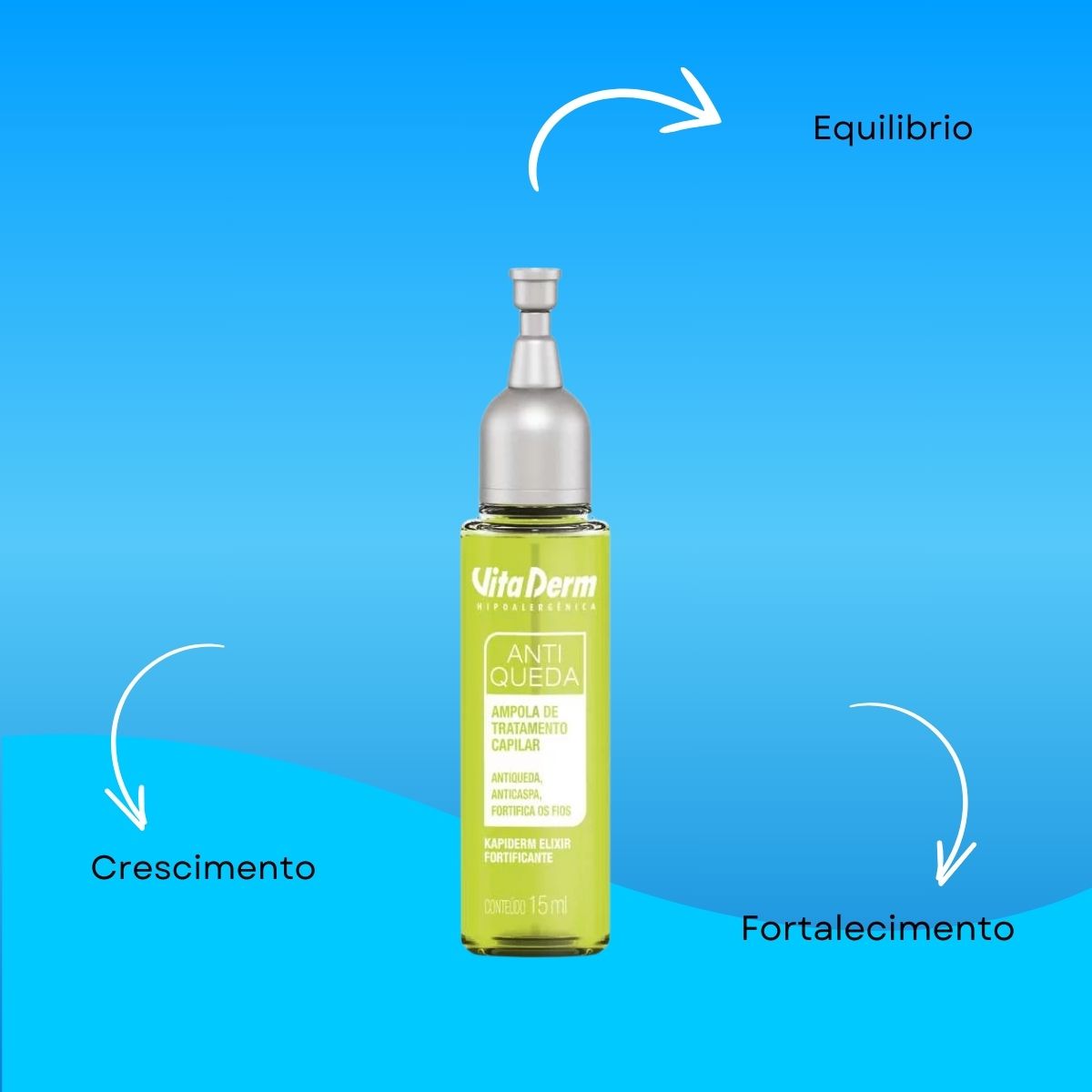 Ampola Vita Derm Kapiderm Elixir Fortificante Tratamento Capilar 15 ml