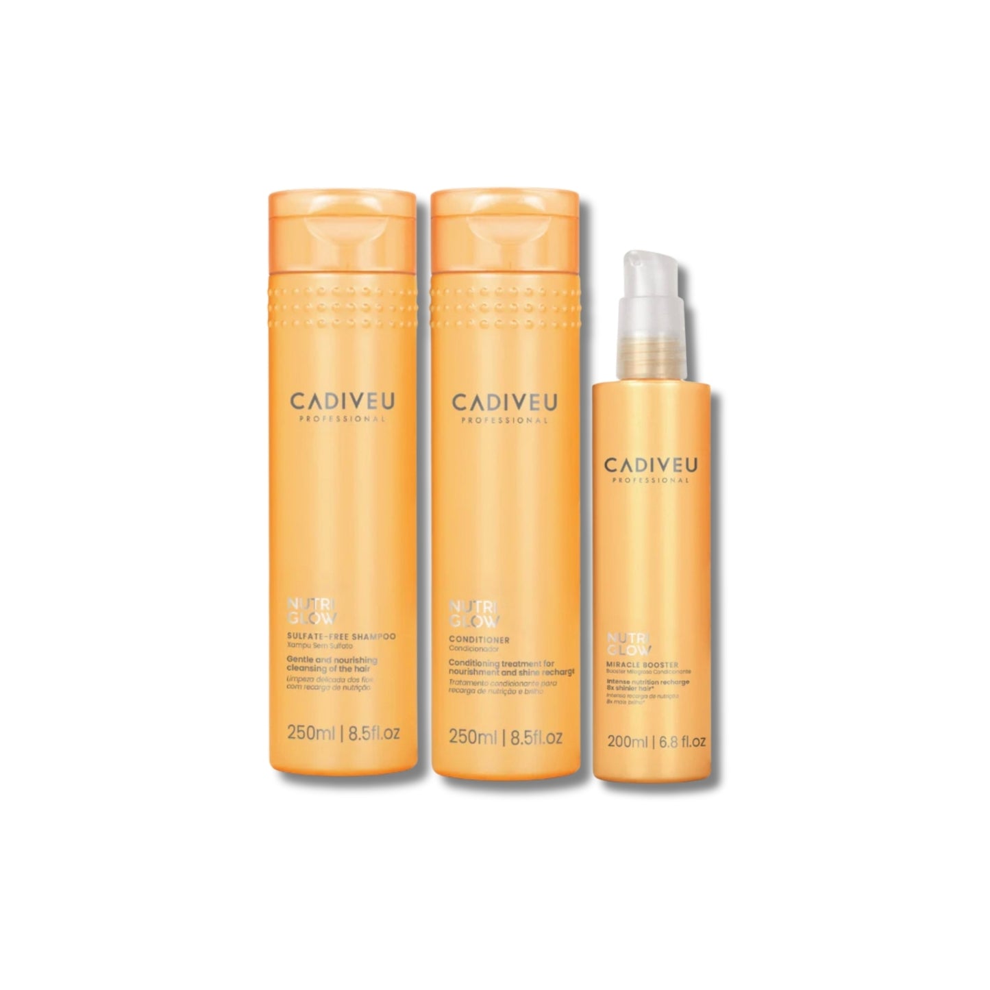 Kit Cadiveu Nutri Glow Shampoo 250 ml + Condicionador 250 ml + Fluído de Tratamento 200 ml