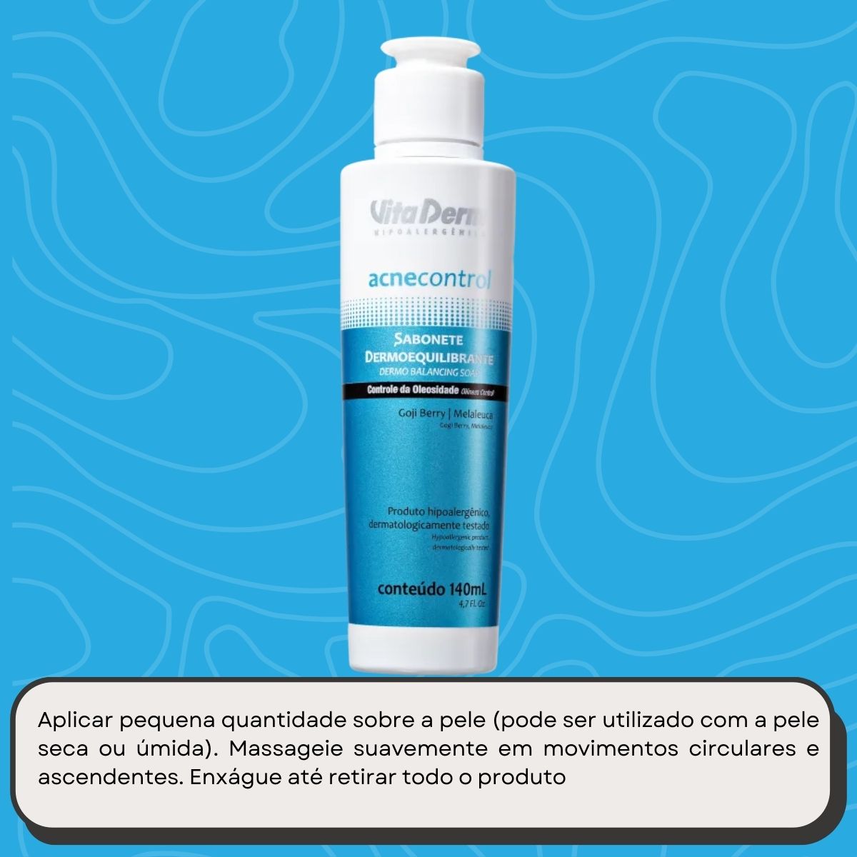 Vita Derm Acne Control Dermoequilibrante Sabonete Líquido Facial 140 ml