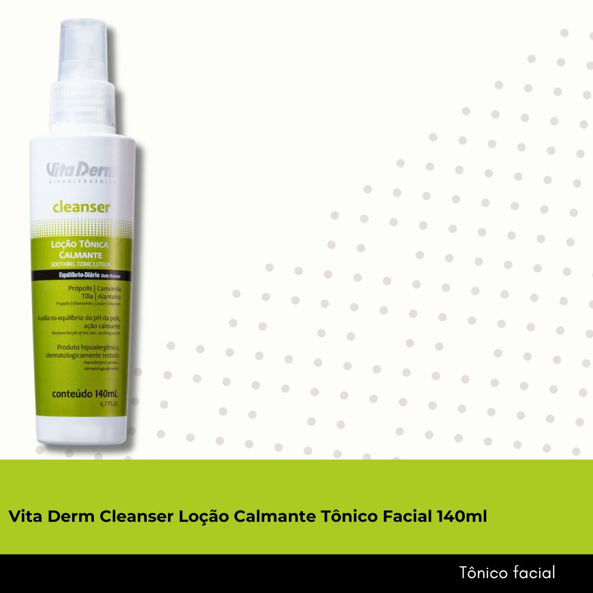 Vita Derm Cleanser Loção Calmante Tônico Facial 140 ml