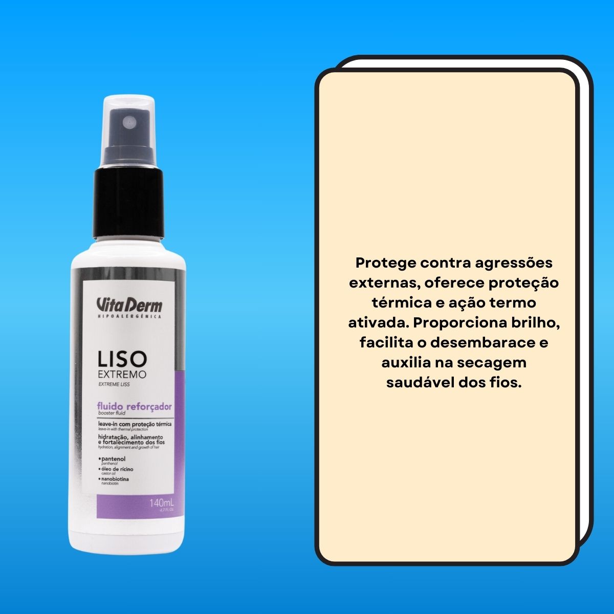 Leave-in Vita Derm Fluído Reforçador Liso Extremo 140 ml