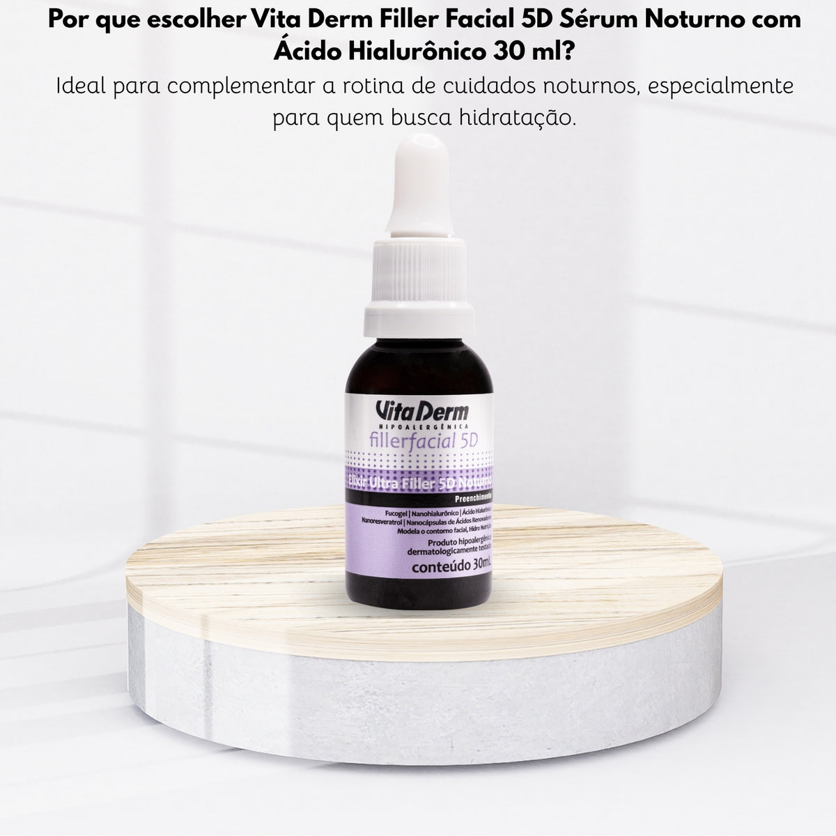 Vita Derm Filler Facial 5D Sérum Noturno com Ácido Hialurônico 30 ml