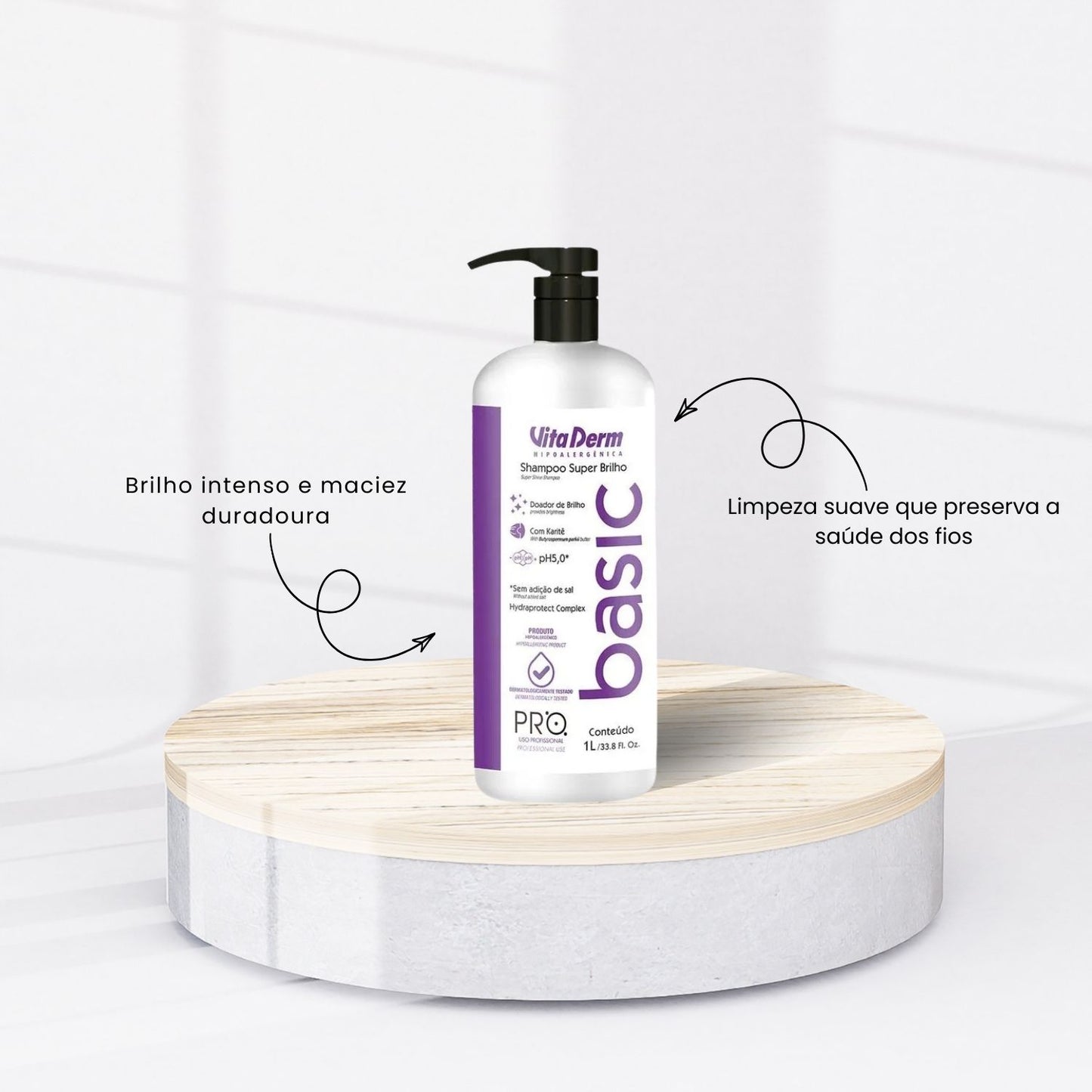 Shampoo Vita Derm Basic PRO Super Brilho 1 Litro