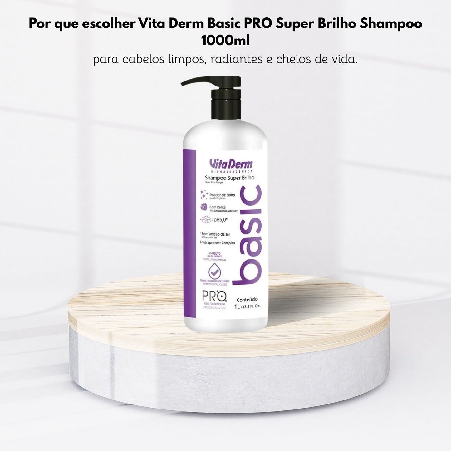 Shampoo Vita Derm Basic PRO Super Brilho 1 Litro