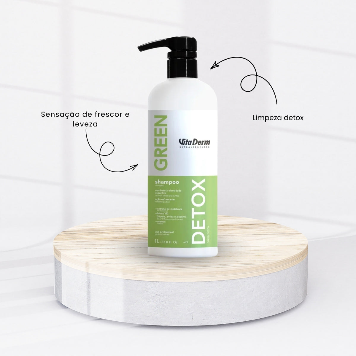 Shampoo Vita Derm Green Detox Cabelos Oleosos 1 Litro