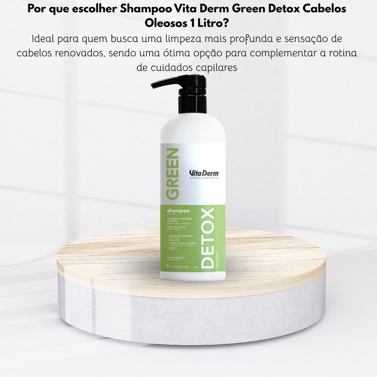 Shampoo Vita Derm Green Detox Cabelos Oleosos 1 Litro