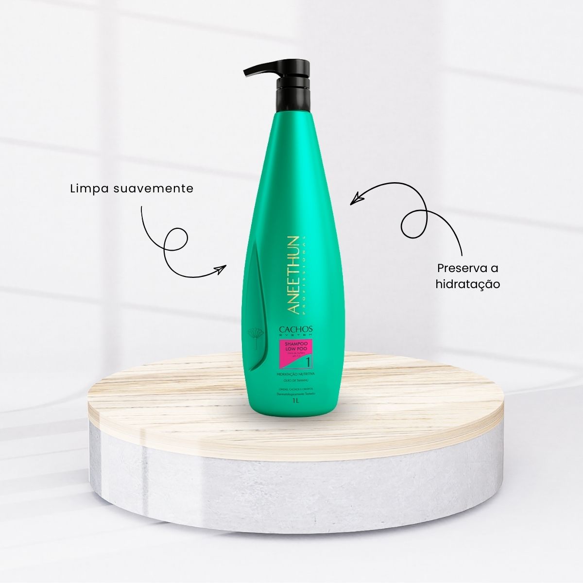 Shampoo Aneethun Cachos Low Poo para Cabelo Cacheado 1 Litro