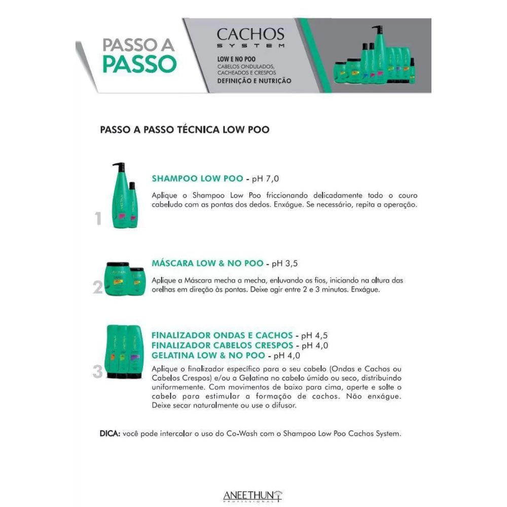 Máscara Aneethun Cachos Low & No Poo para Cabelo Cacheado 1000 g