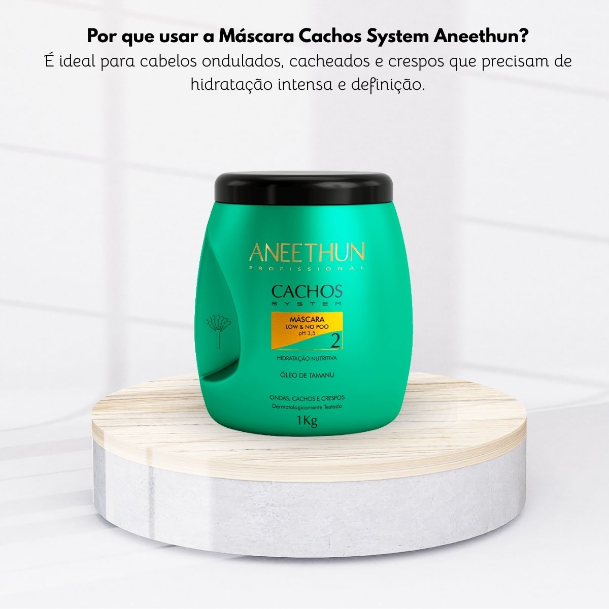 Máscara Aneethun Cachos Low & No Poo para Cabelo Cacheado 1000 g
