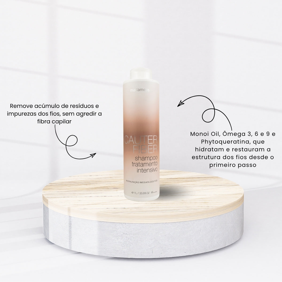 Shampoo Antirresíduo Madamelis Cauter Fiber Tratamento Intensivo 1 Litro