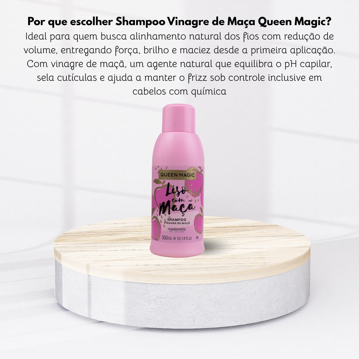 Shampoo Madamelis Liso com Maçã Vinagre 300 ml - OUTLET