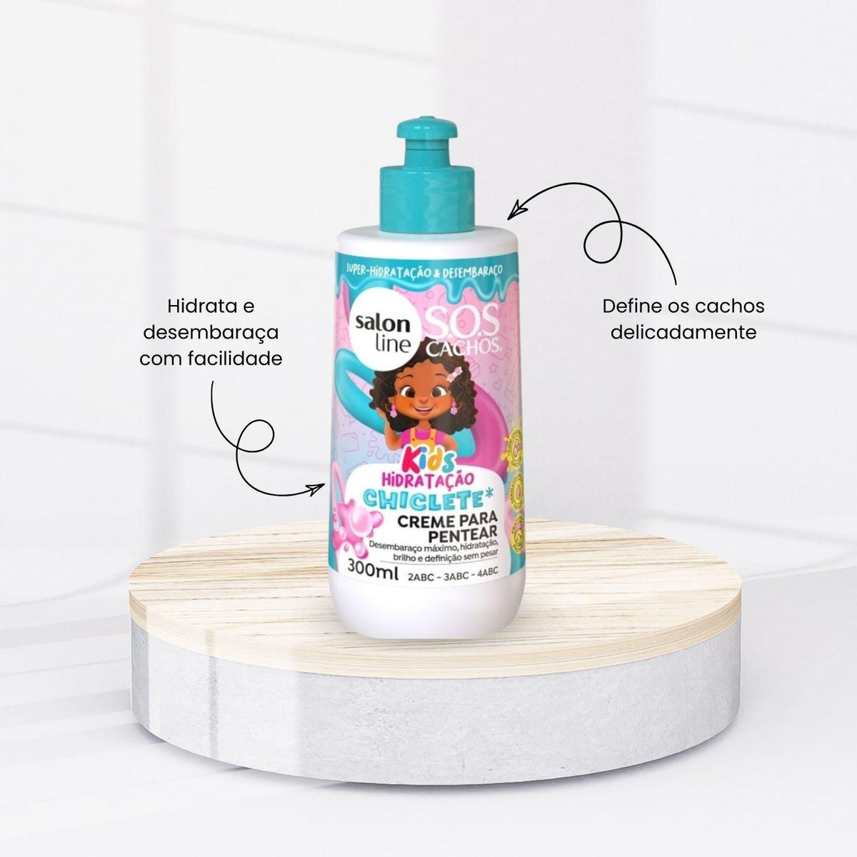 Creme Salon Line S.O.S Cachos para pentear kids Chiclete 300ml