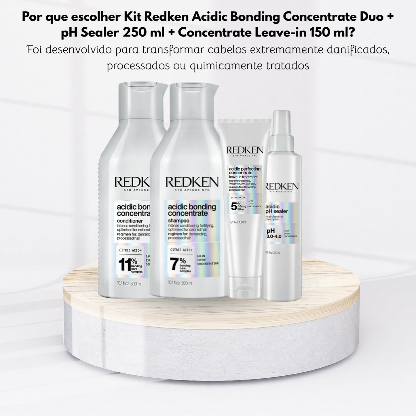 Kit Redken Acidic Bonding Concentrate Duo Pequeno + pH Sealer 250 ml + Concentrate Leave-in 150 ml