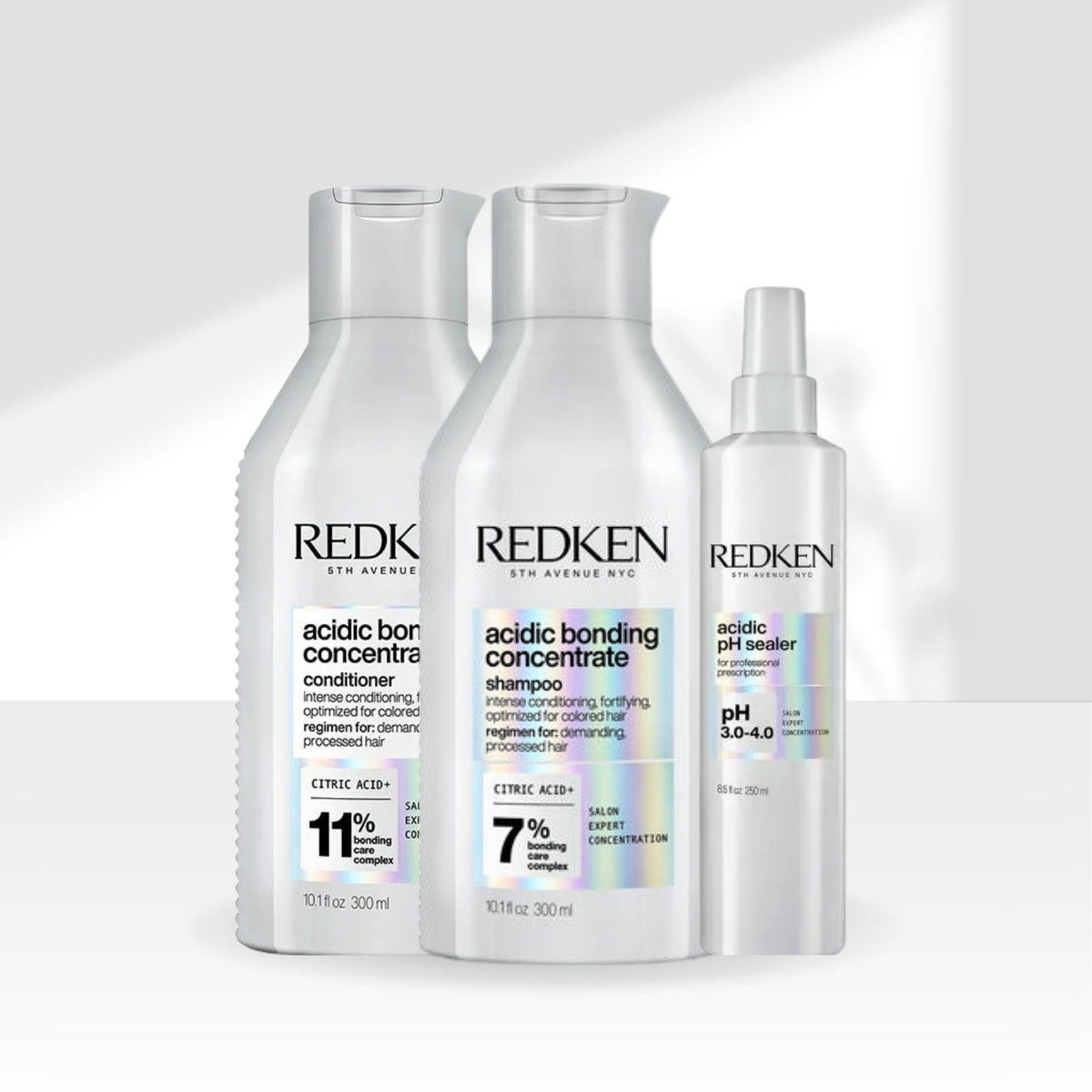 Kit Redken Acidic Bonding Concentrate Shampoo + Condicionador 300 ml + pH Sealer 250 ml
