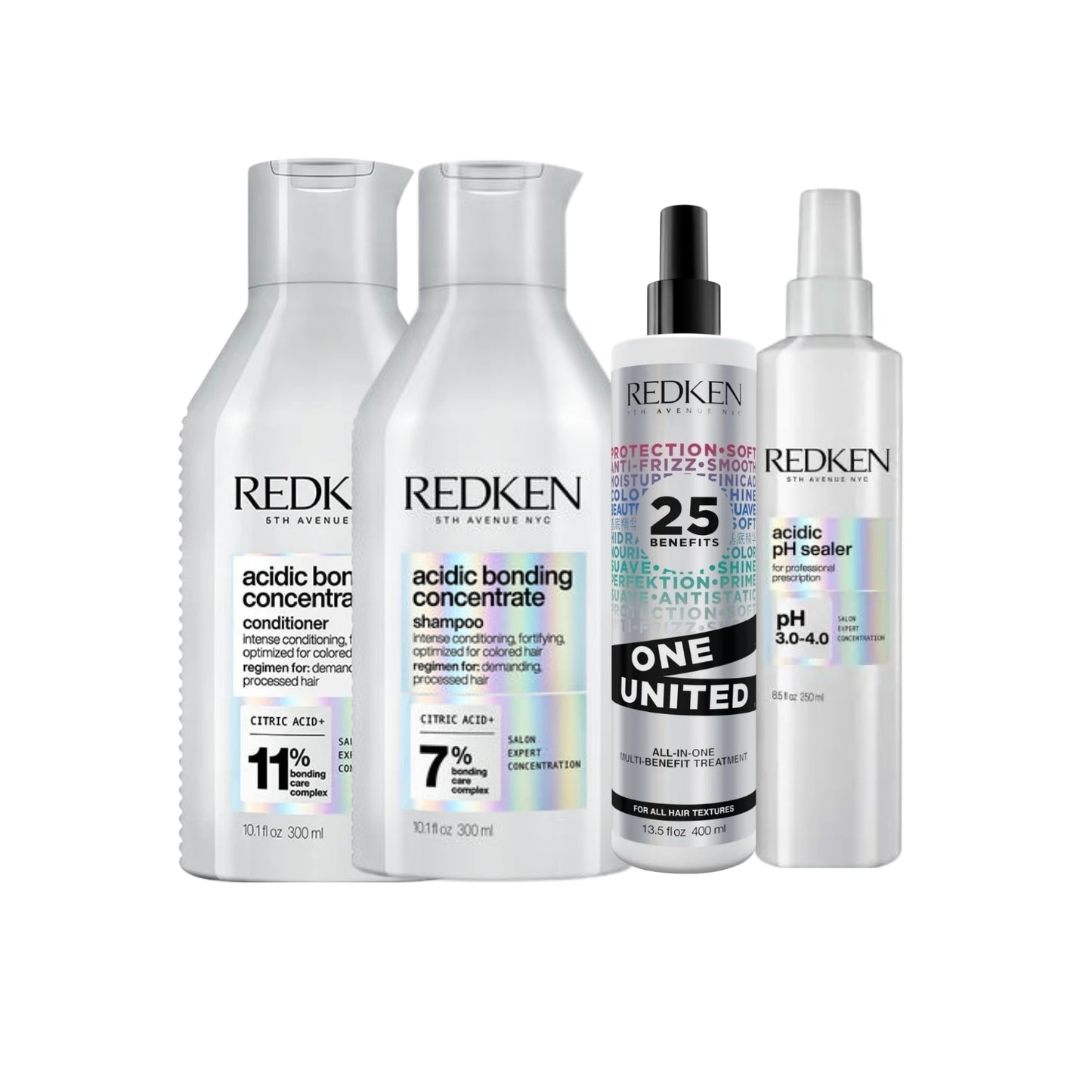 Kit Redken Acidic Bonding Concentrate Duo Pequeno + pH Sealer 250 ml + Redken One United 25 Benefits Leave-in 400 ml