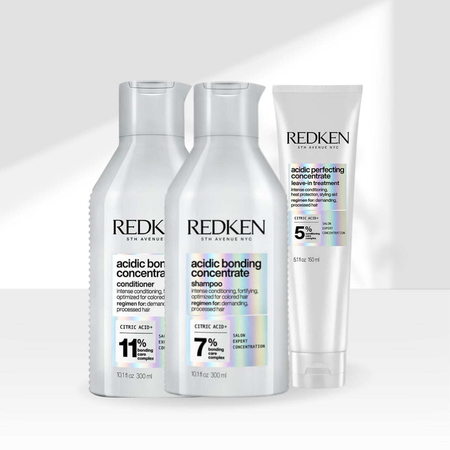Kit Redken Acidic Bonding Concentrate Shampoo + Condicionador 300 ml + Concentrate Leave-in 150 ml