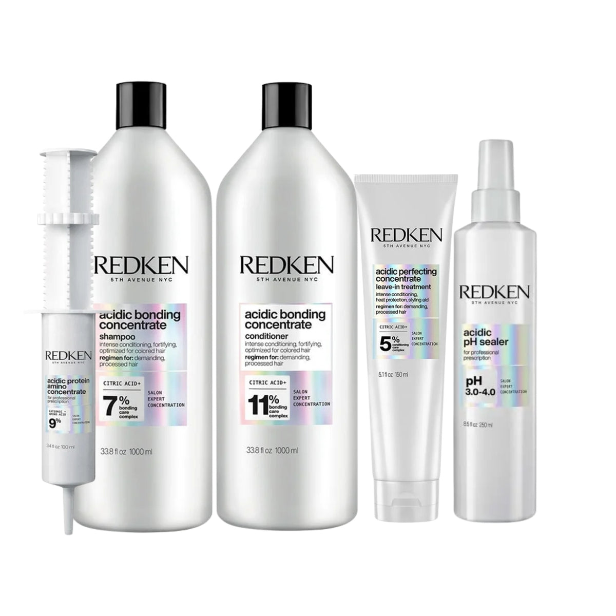 Kit Redken Acidic Bonding Concentrate Duo Grande + pH Sealer 250 ml + Concentrate Leave-in 150 ml + Protein Amino 100 ml