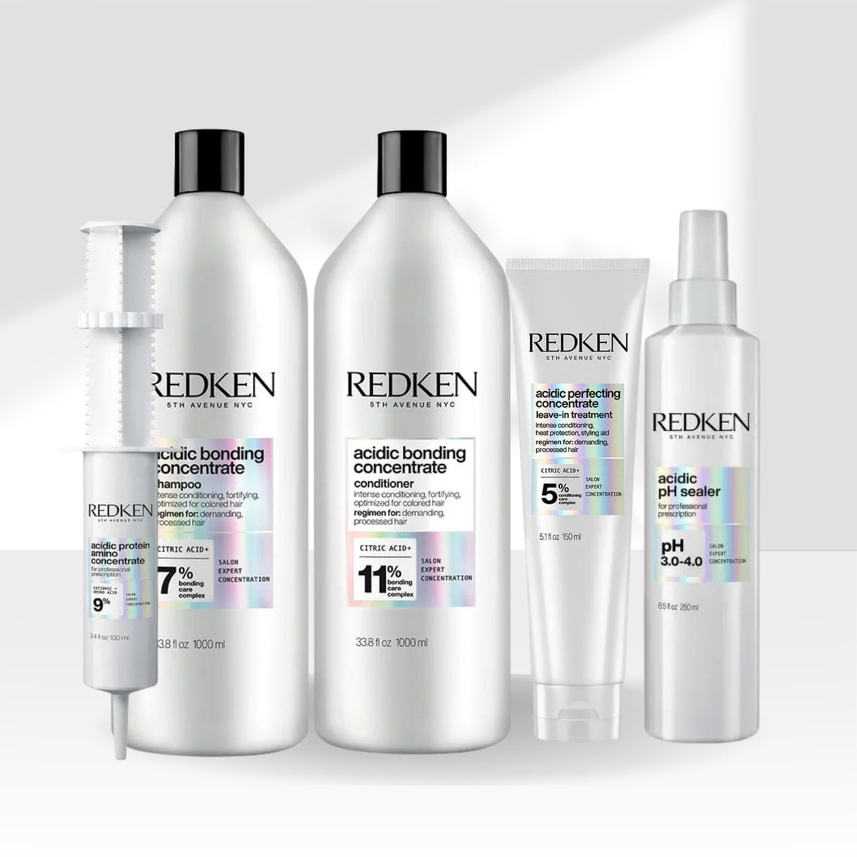 Kit Redken Acidic Bonding Concentrate Duo Grande + pH Sealer 250 ml + Concentrate Leave-in 150 ml + Protein Amino 100 ml
