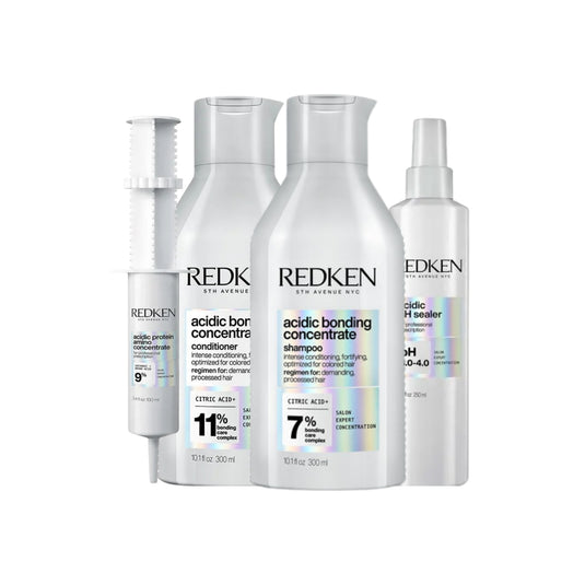Kit Redken Acidic Bonding Concentrate Shampoo + Condicionador 300 ml + pH Sealer 250 ml + Protein Amino 100 ml