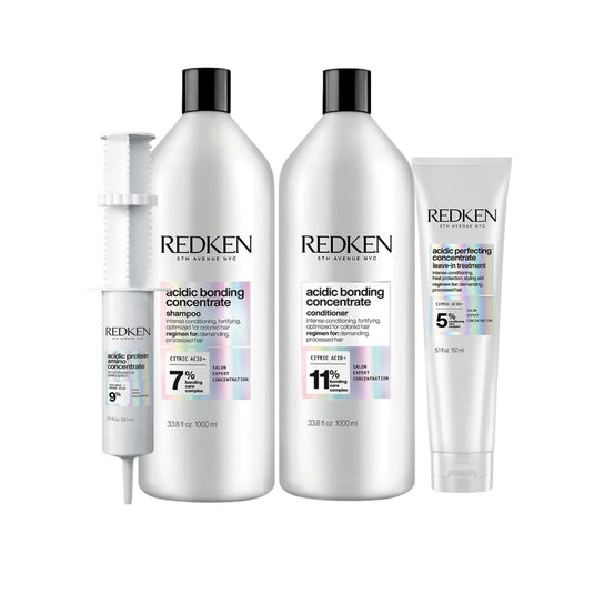 Kit Redken Acidic Bonding Concentrate Shampoo + Condicionador 1 Litro + Concentrate Leave-in 150 ml + Protein Amino 100 ml