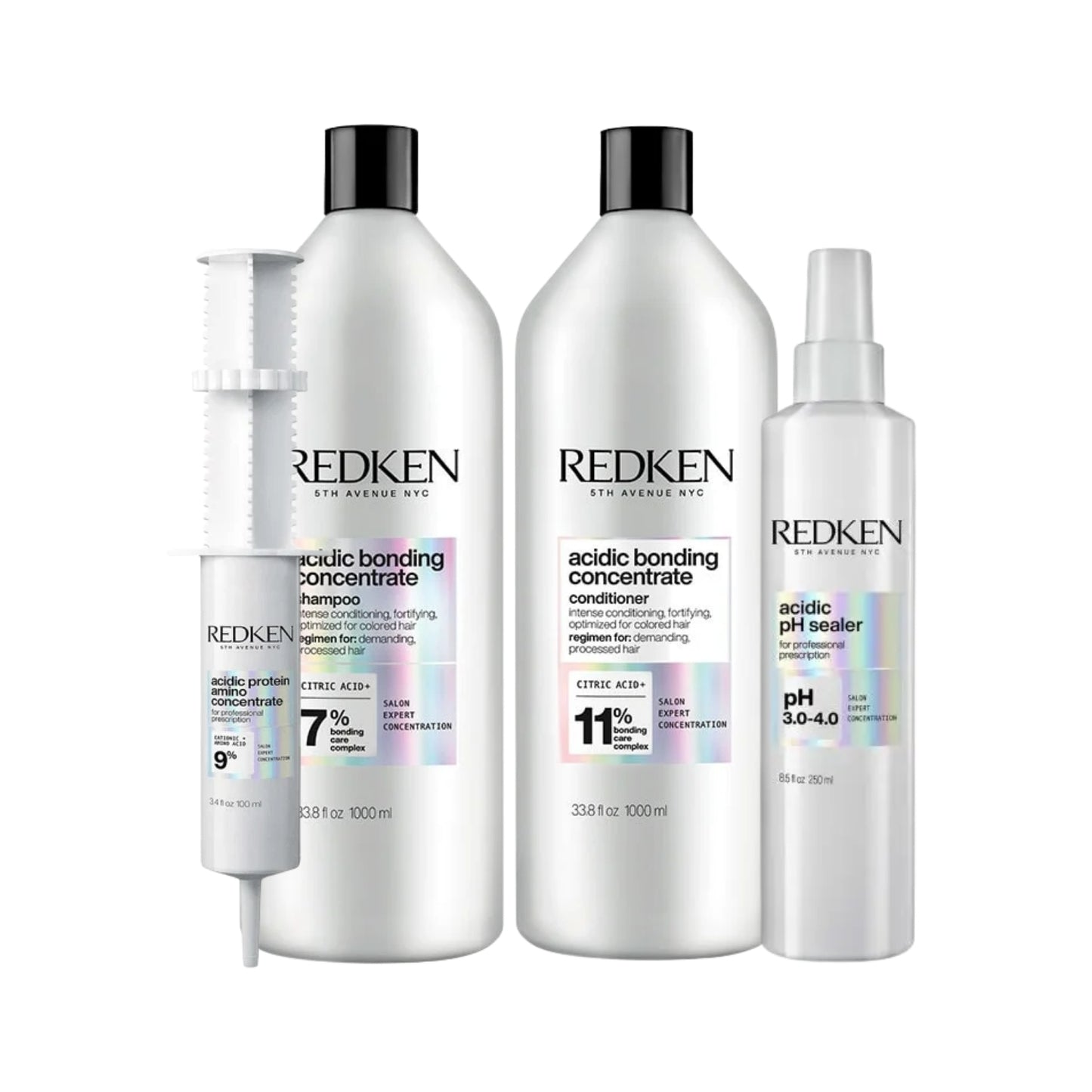 Kit Redken Acidic Bonding Concentrate Shampoo + Condicionador 1 Litro + pH Sealer 250 ml + Protein Amino 100 ml