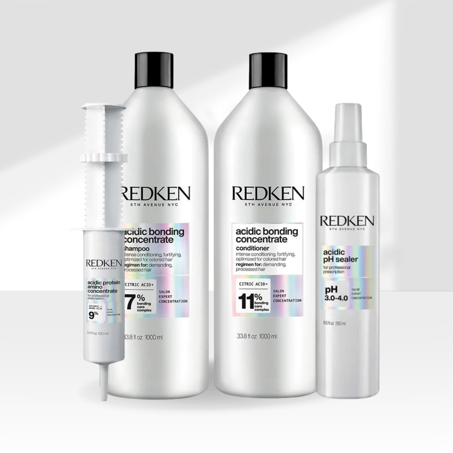 Kit Redken Acidic Bonding Concentrate Shampoo + Condicionador 1 Litro + pH Sealer 250 ml + Protein Amino 100 ml