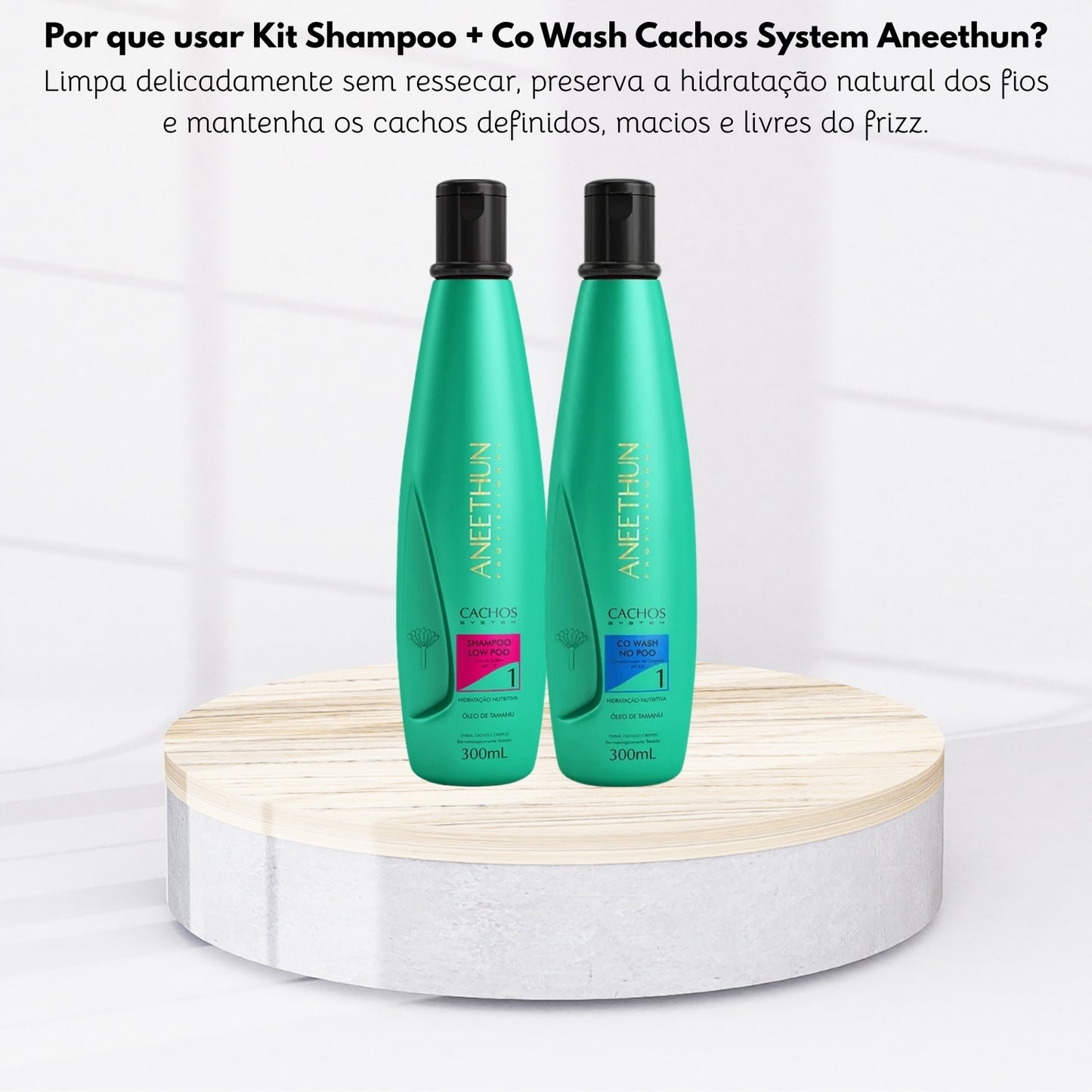 Kit Aneethun Cachos Shampoo 300 ml + Co Wash 300 ml para Cabelo Cacheado