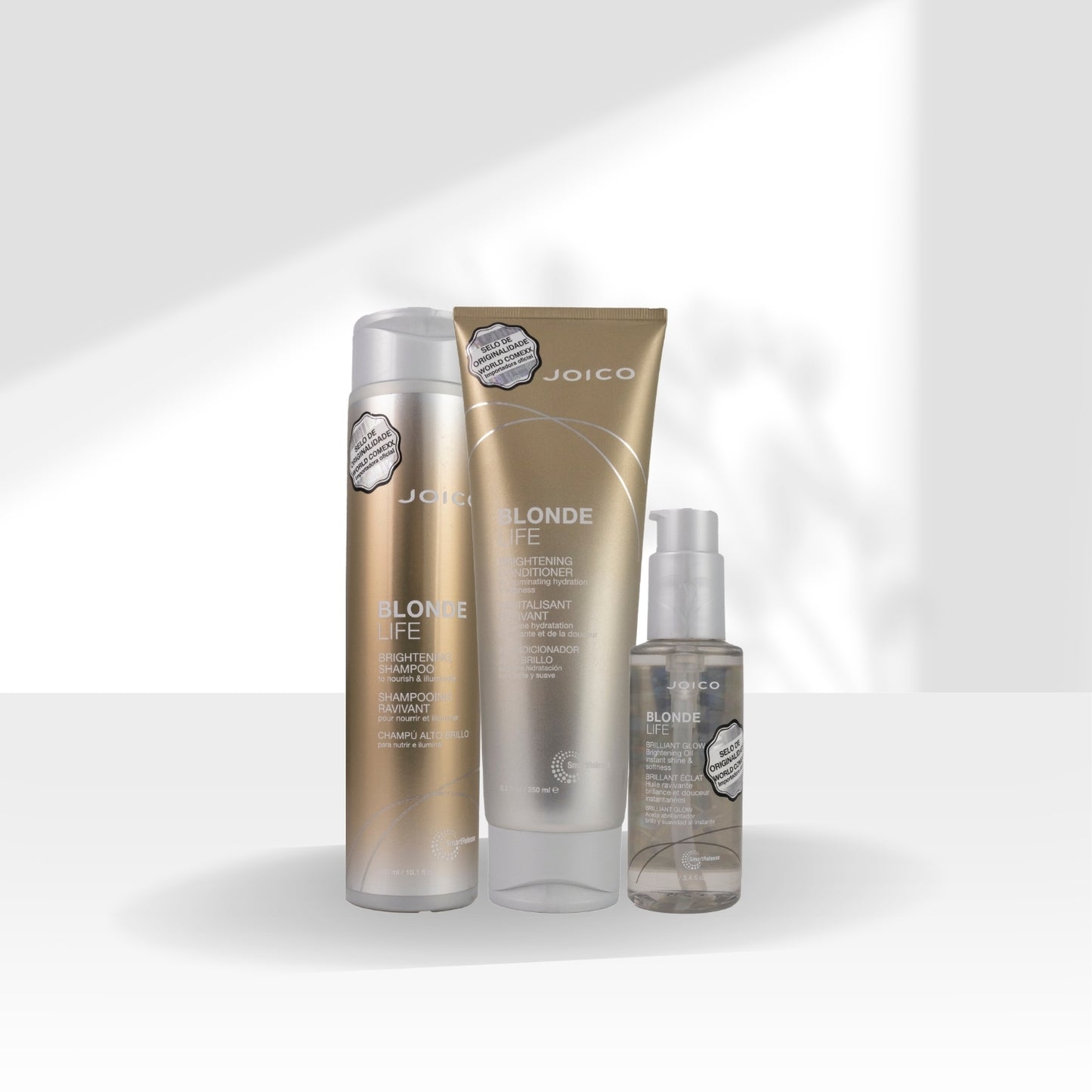 Kit Joico Blonde Life Brilliant Smart Release Shampoo 300 ml + Condicionador 250 ml + Oleo 100 ml