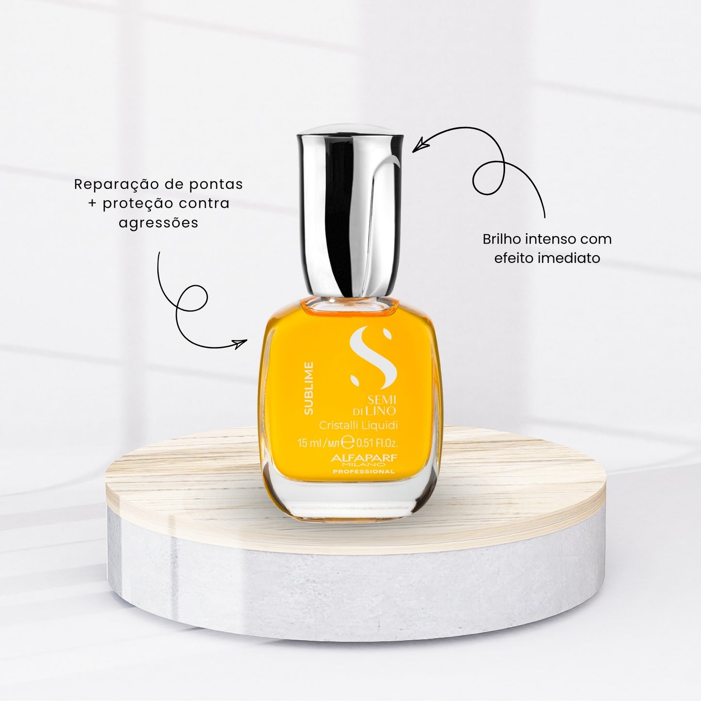 Oleo Alfaparf Semi Di Lino Cristalli Liquidi Oleo Reparador de Pontas 15 ml