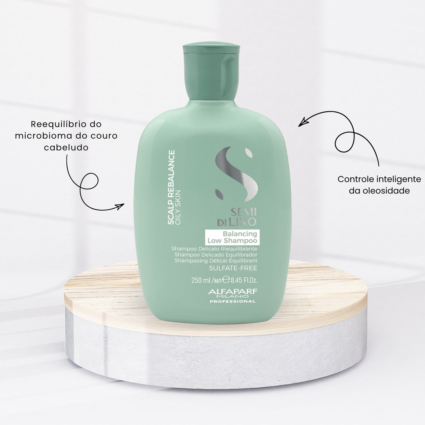 Shampoo Alfaparf Semi Di Lino Scalp Rebalance Low Balancing Shampoo para Cabelo Oleoso 250 ml