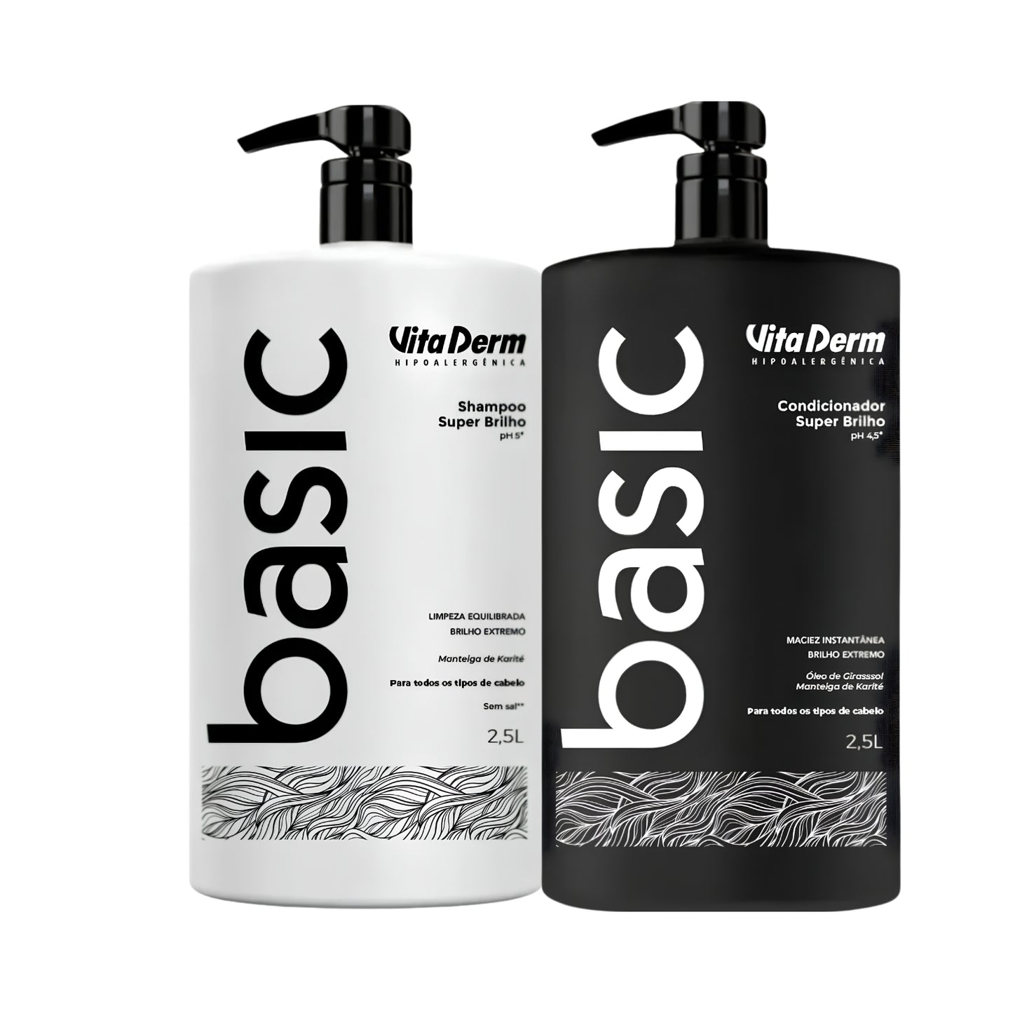 Kit Vita Derm Basic Super Brilho Shampoo e Condicionador 2,5L