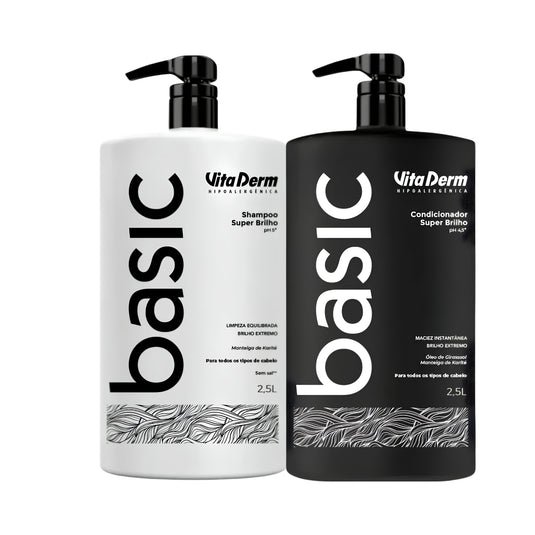 Kit Vita Derm Basic Super Brilho Shampoo e Condicionador 2,5L
