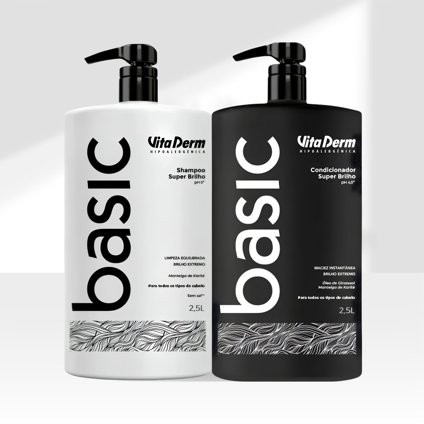 Kit Vita Derm Basic Super Brilho Shampoo e Condicionador 2,5L