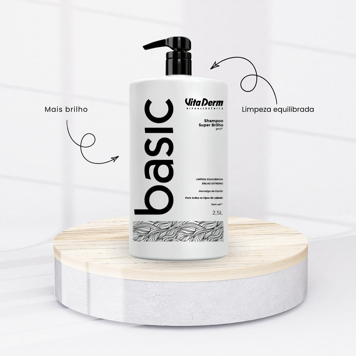Kit Vita Derm Basic Super Brilho 3 Shampoo 2,5L