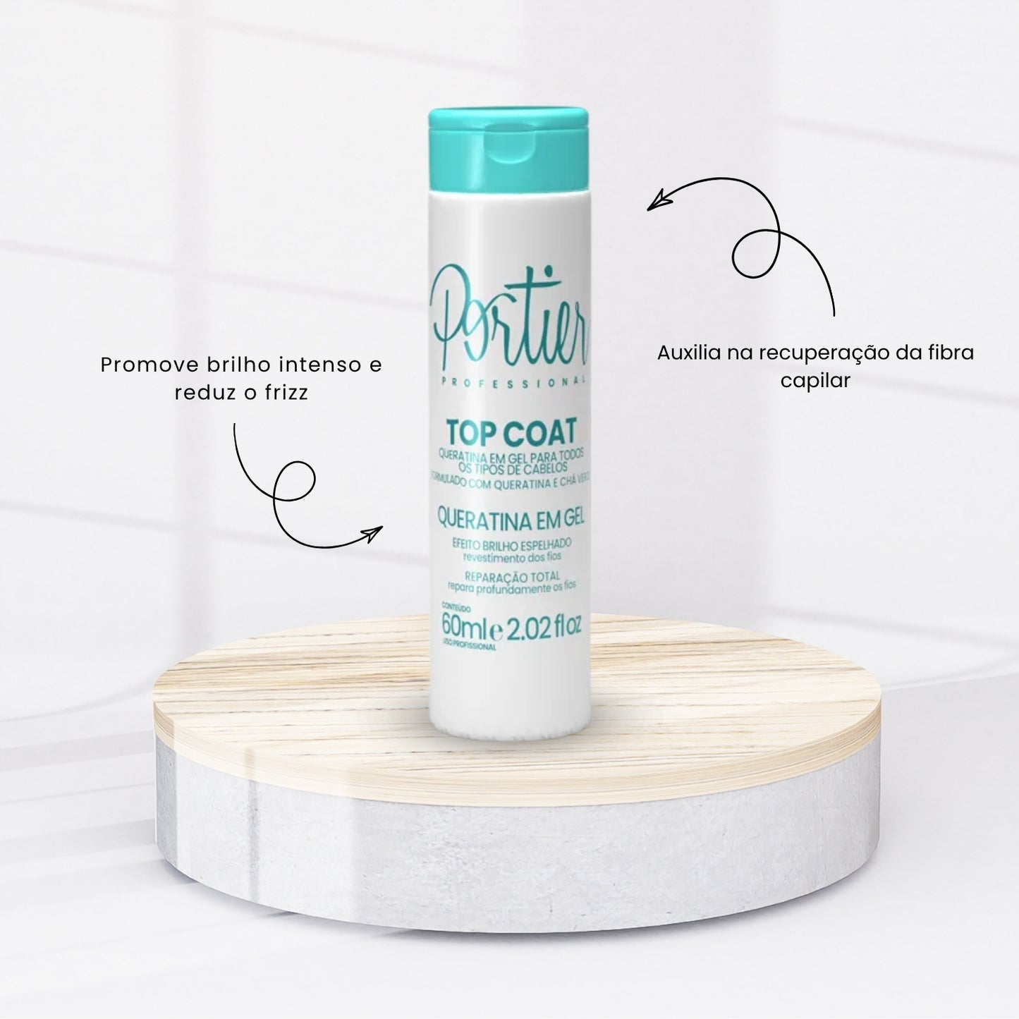Portier Top Coat Queratina em Gel 60 ml