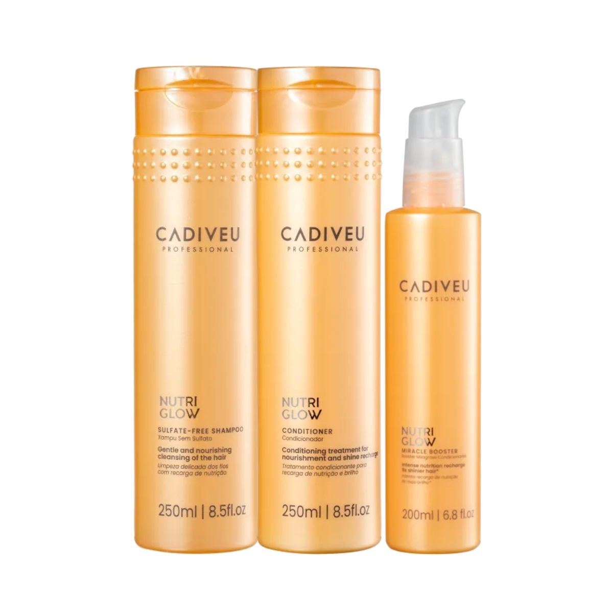 Kit Cadiveu Nutri Glow Shampoo 250 ml + Condicionador 250 ml + Fluído de Tratamento 200 ml