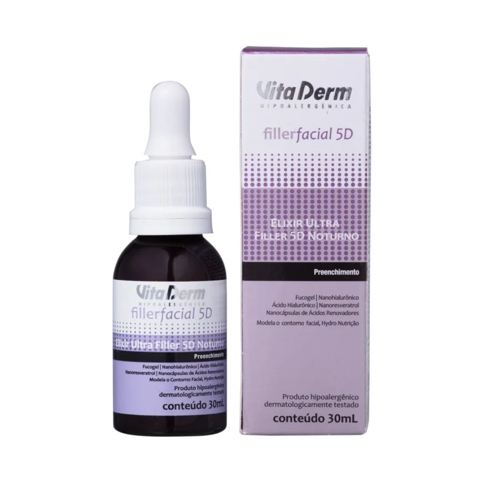 Vita Derm Filler Facial 5D Sérum Noturno com Ácido Hialurônico 30 ml