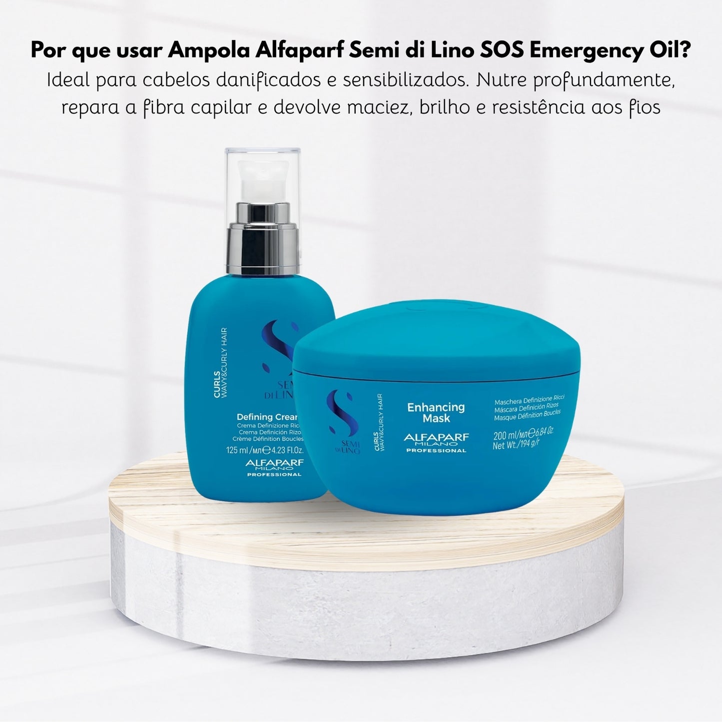 Kit Alfaparf Semi di Lino Curls Máscara e Ativador de Cachos