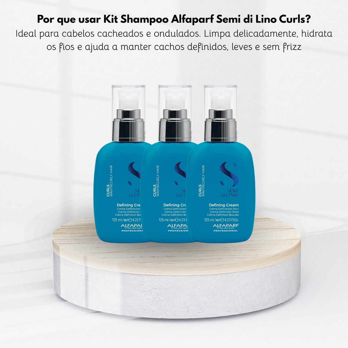 Kit Alfaparf Semi di Lino Curls 3 Ativadores de Cachos para Cabelo Cacheado 125 ml