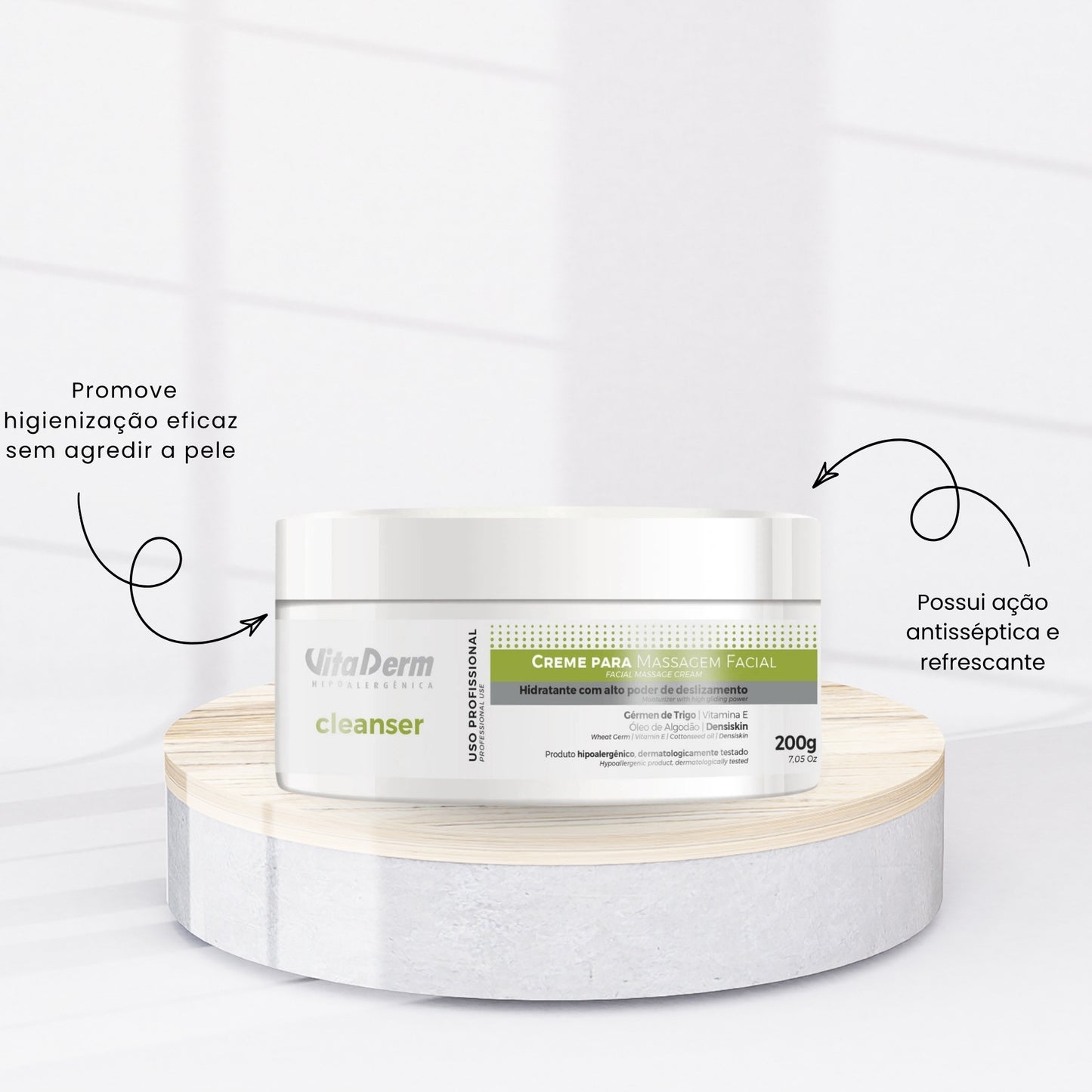 Vita Derm Cleanser Creme para Massagem Facial 200 g