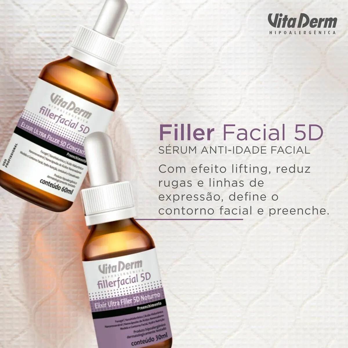 Vita Derm Filler 5D Elixir Ultra Concentré Facial com Ácido Hialurônico 60 ml