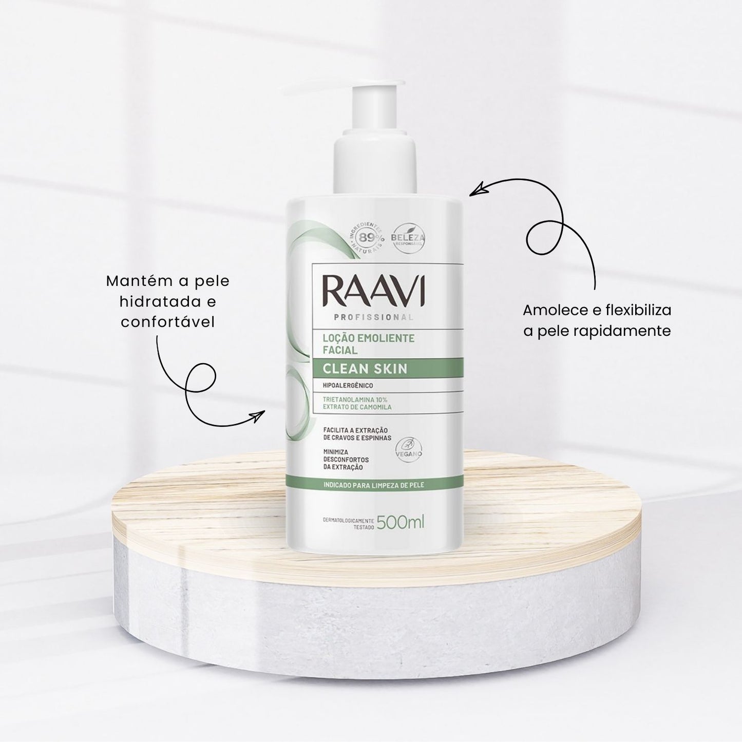 Raavi Clean Skin Loção Emoliente Facial 500 ml
