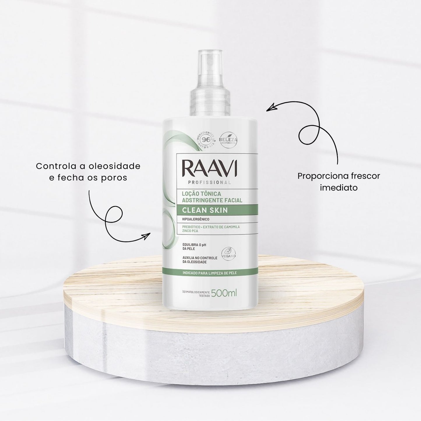 Raavi Clean Skin Loção Tônica Adstringente Facial 500 ml