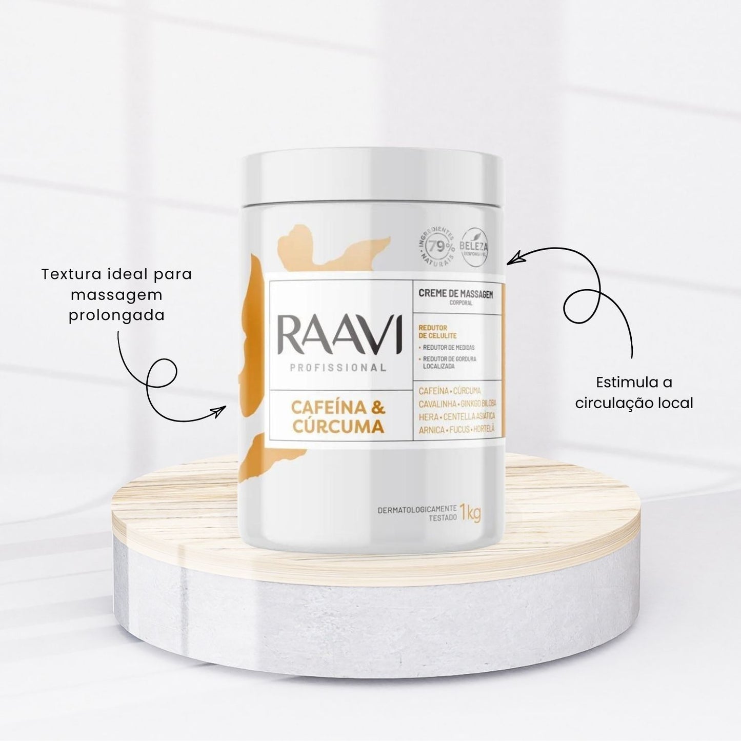 Raavi Creme de Massagem Cafeína e Cúrcuma 1 Kg