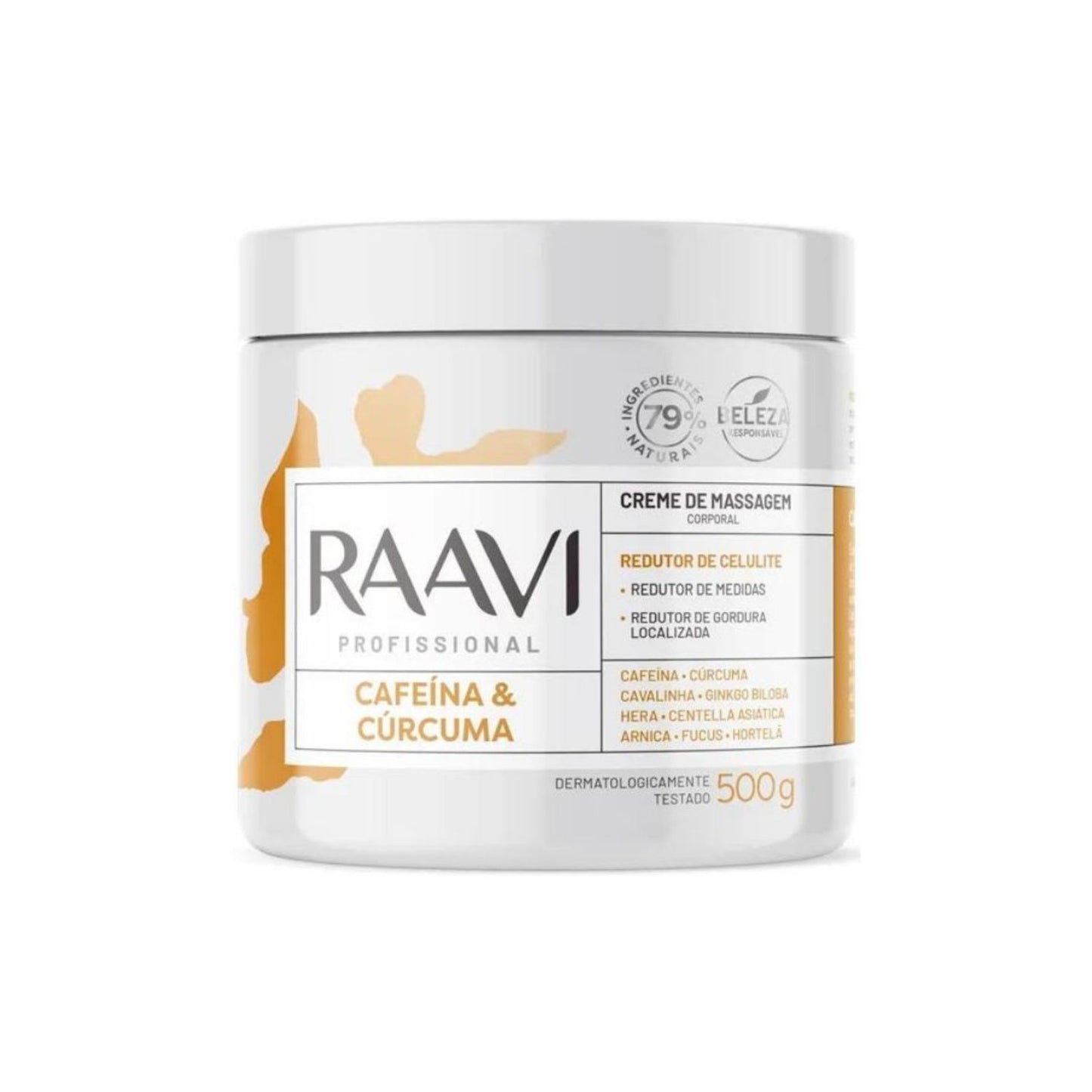 Raavi Creme de Massagem Cafeína e Cúrcuma 500 g
