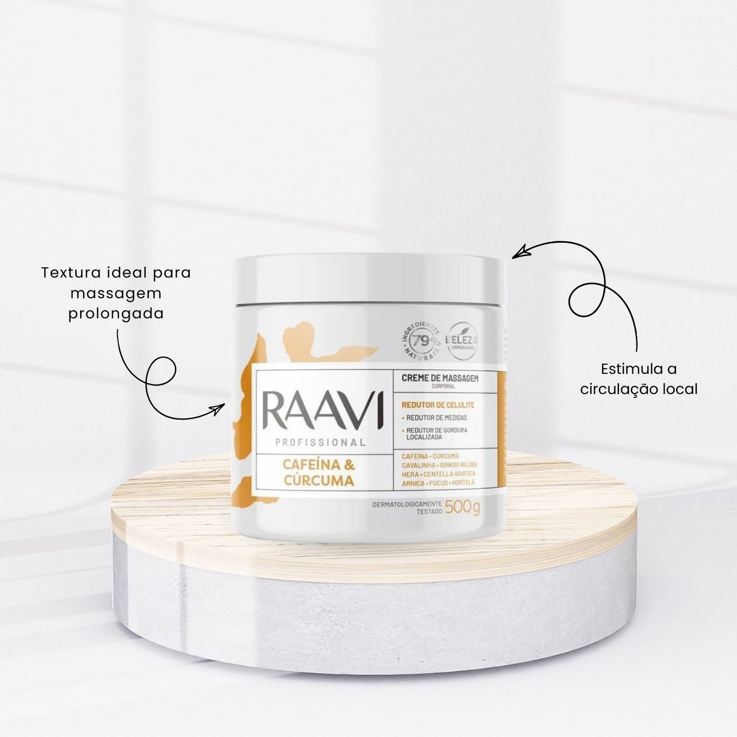 Raavi Creme de Massagem Cafeína e Cúrcuma 500 g
