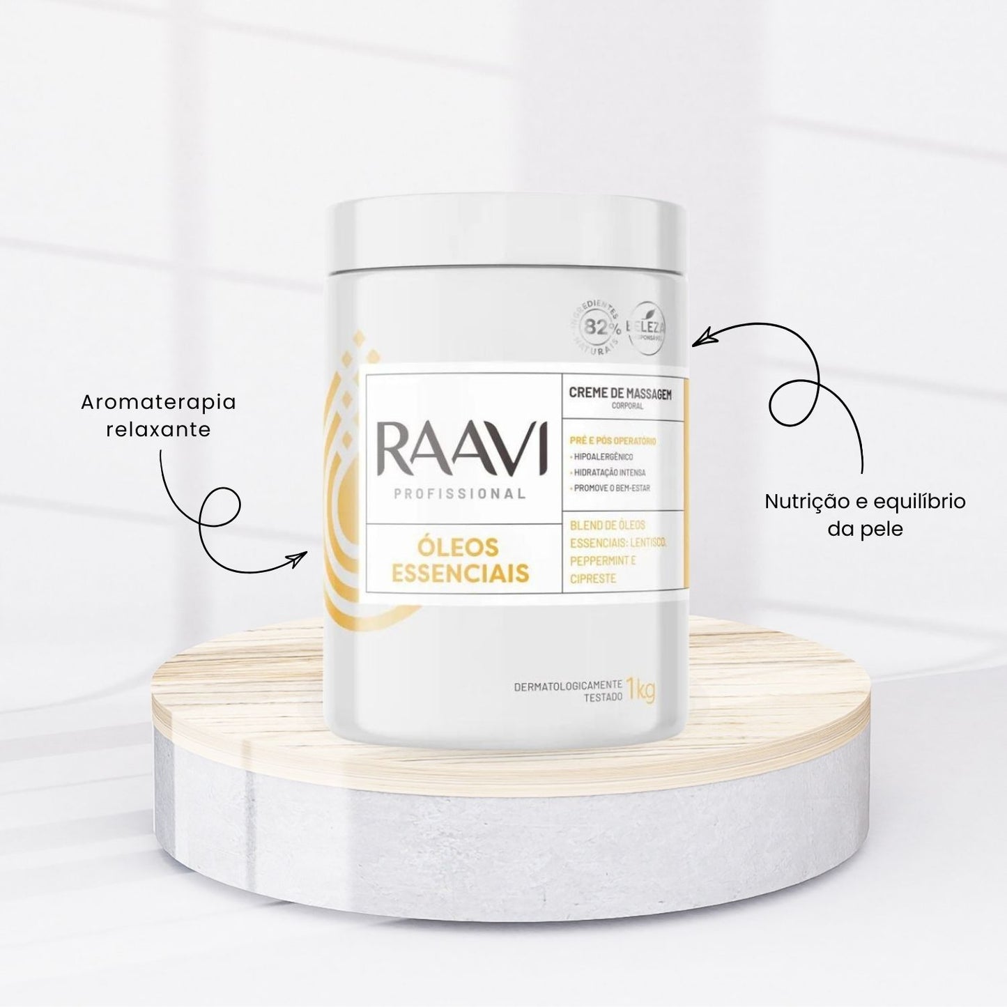 Raavi Creme de Massagem Oleos Essenciais 1 Kg